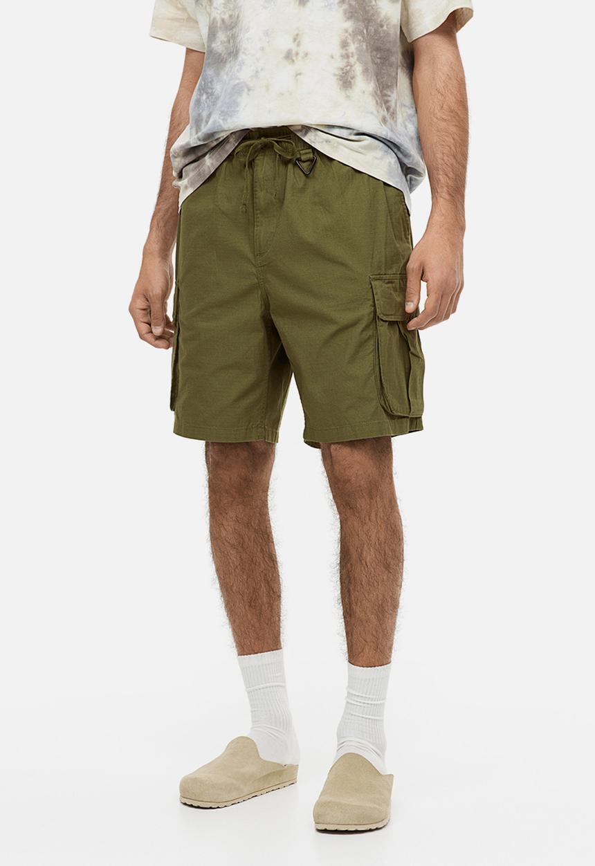 H&M - Relaxed fit ripstop cargo shorts - khaki green