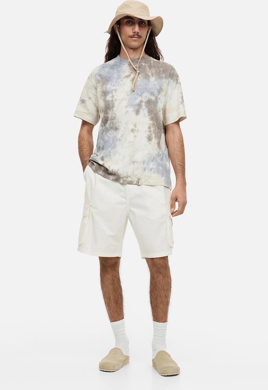 H&M - Relaxed fit ripstop cargo shorts - white