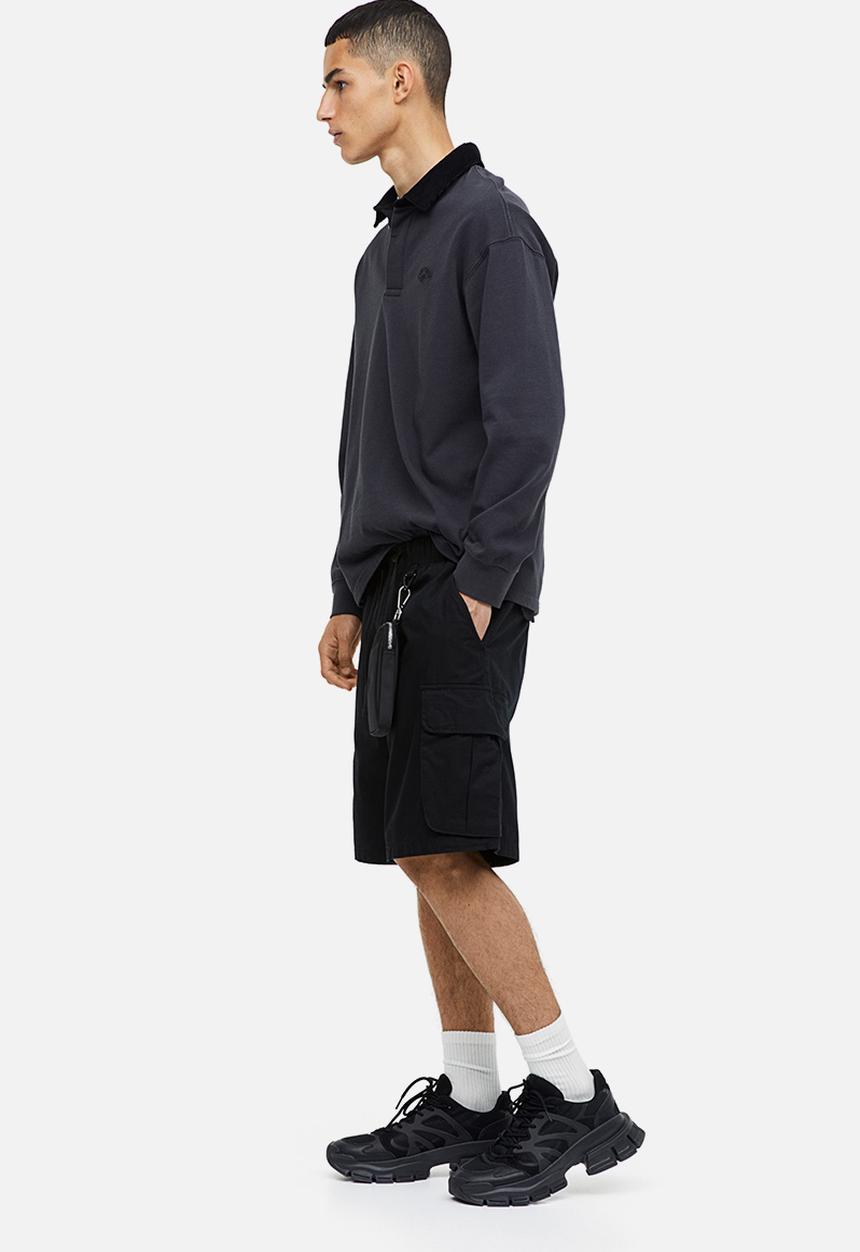 H&M - Relaxed fit ripstop cargo shorts - black