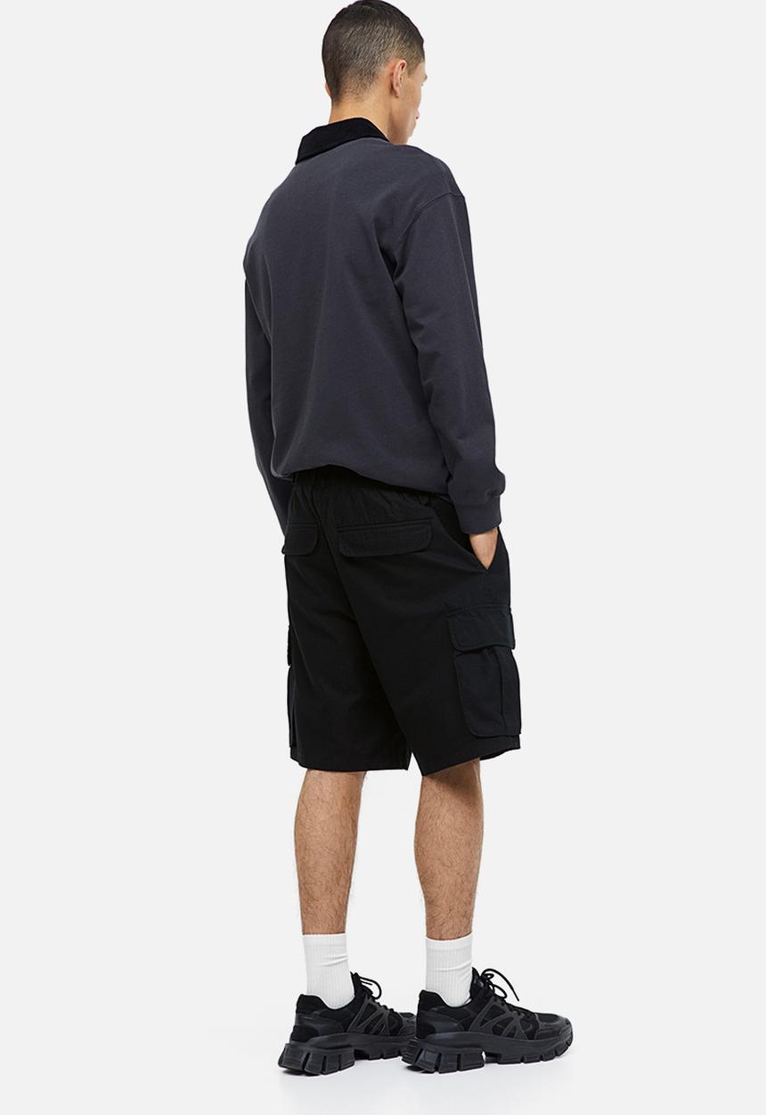 H&M - Relaxed fit ripstop cargo shorts - black
