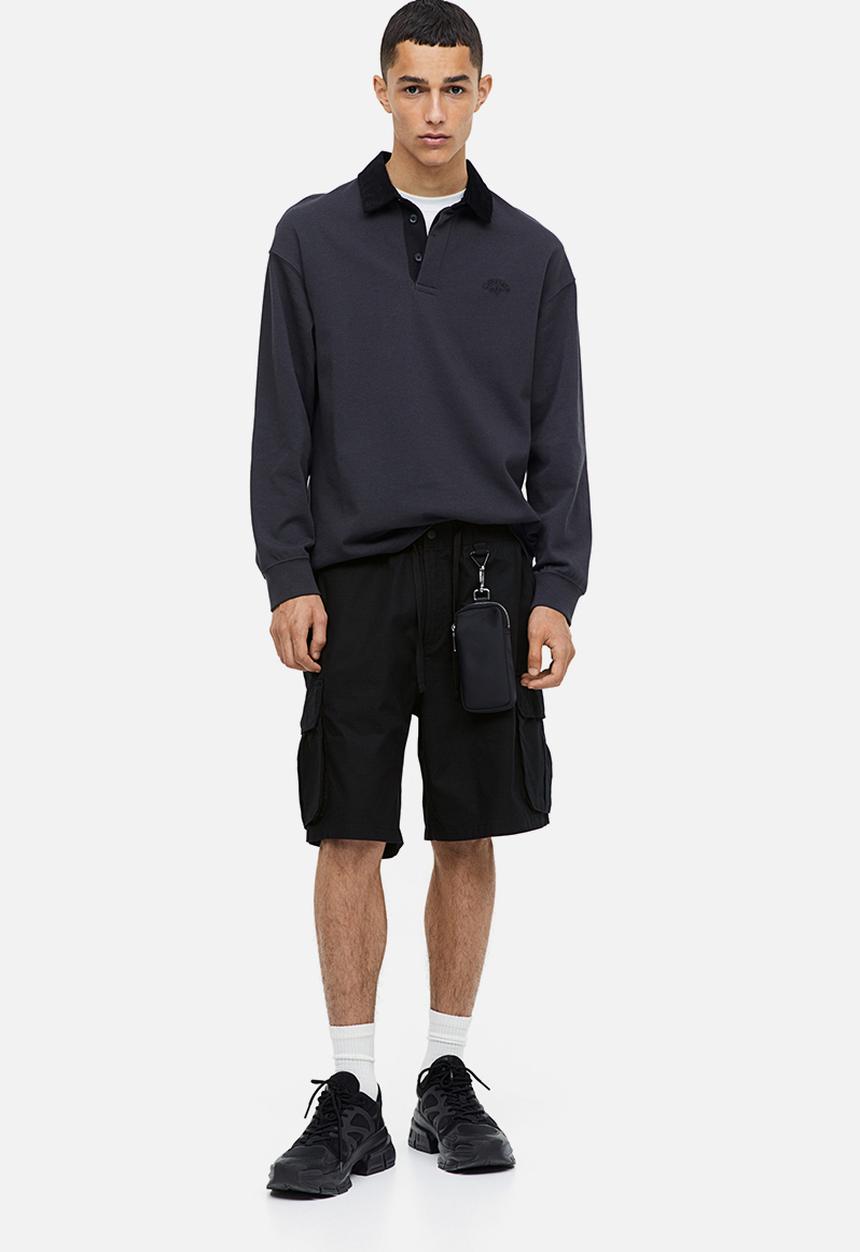 H&M - Relaxed fit ripstop cargo shorts - black
