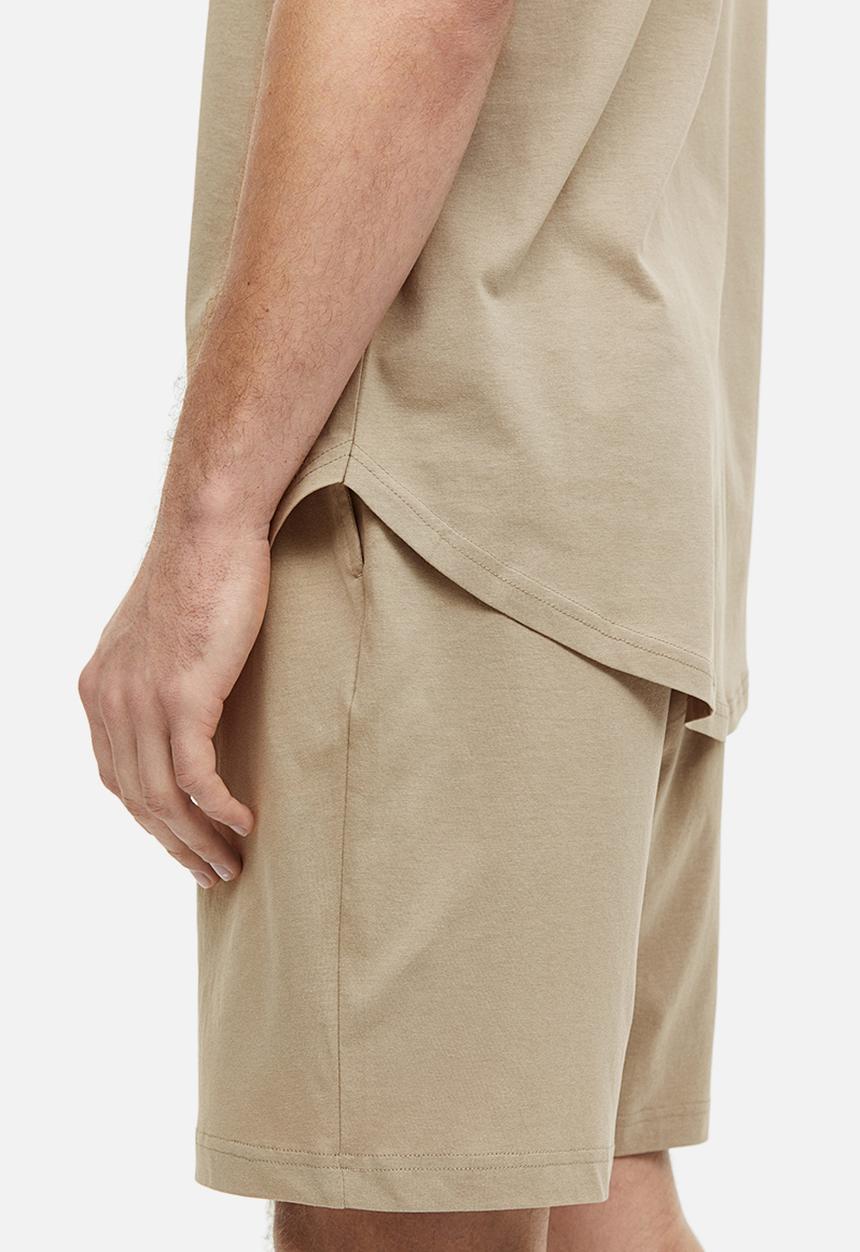 H&M - Regular fit pyjama t-shirt and shorts - light khaki green