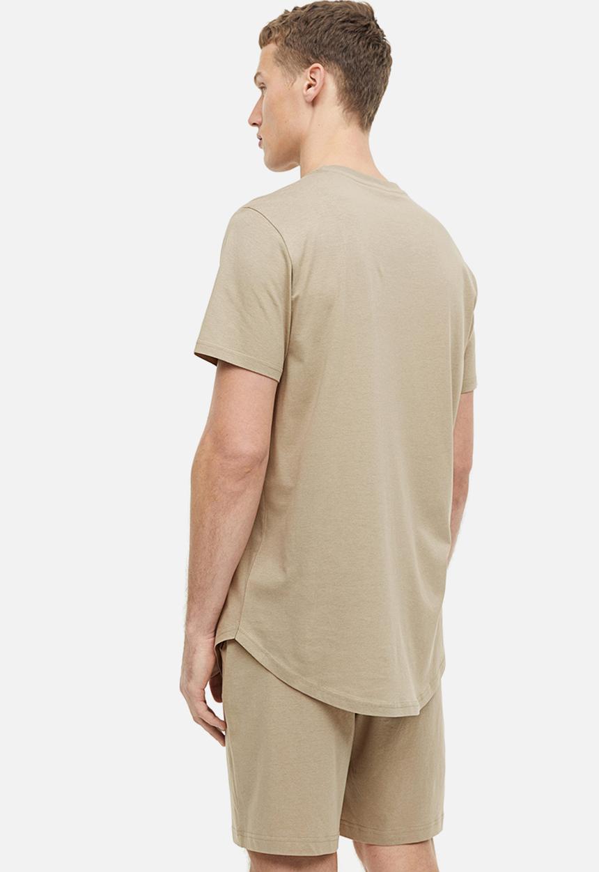 H&M - Regular fit pyjama t-shirt and shorts - light khaki green