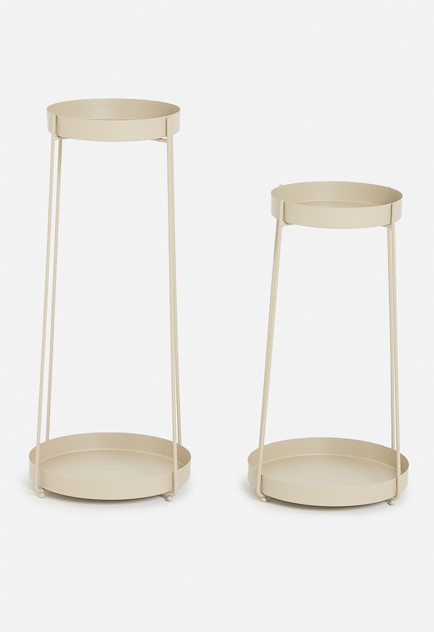 H&S - Aria flowerpot stand set of 2 - neutral