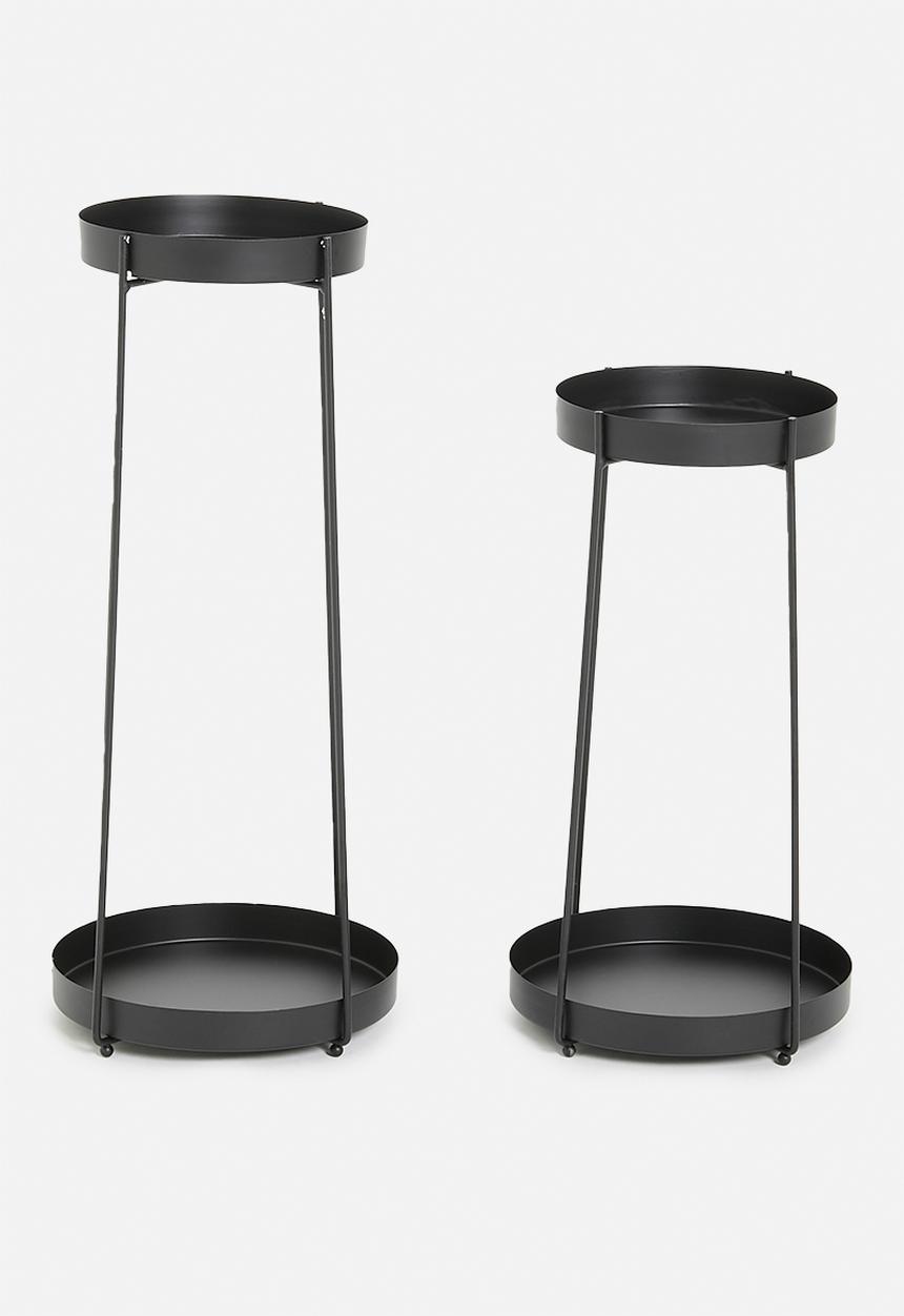 H&S - Aria flowerpot stand set of 2 - black