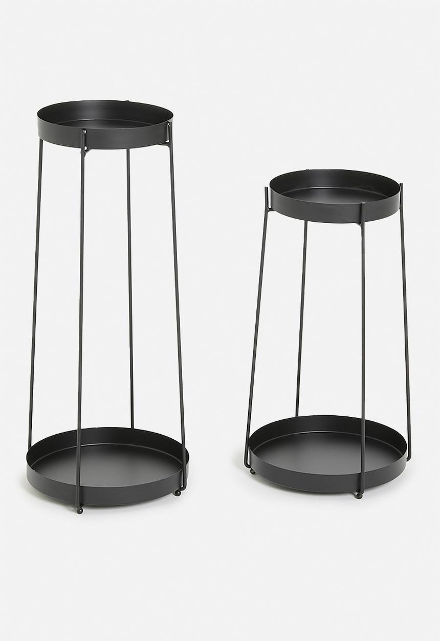 H&S - Aria flowerpot stand set of 2 - black