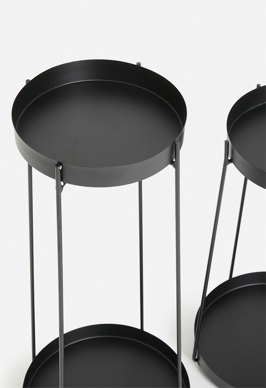 H&S - Aria flowerpot stand set of 2 - black