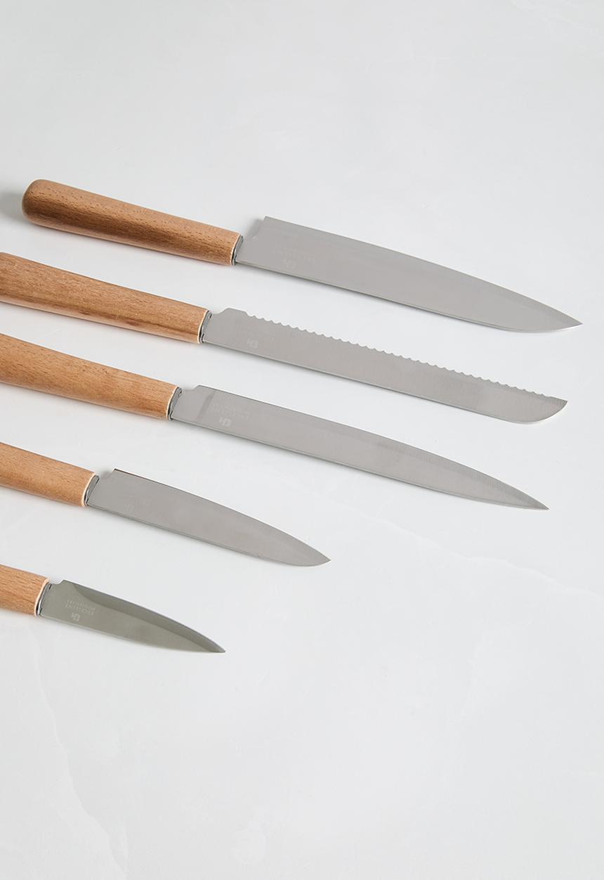 Excellent Houseware - Mrkt 5 piece knife set - natural