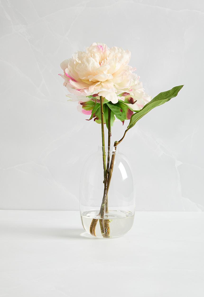 Silk By Design - Peony in bud vase - white