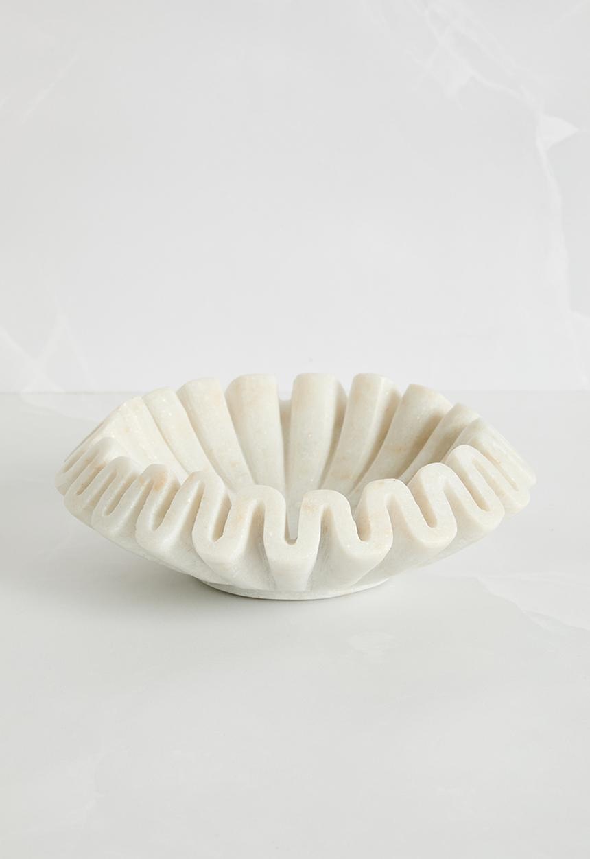 Sixth Floor - Ruffled marble bowl - white