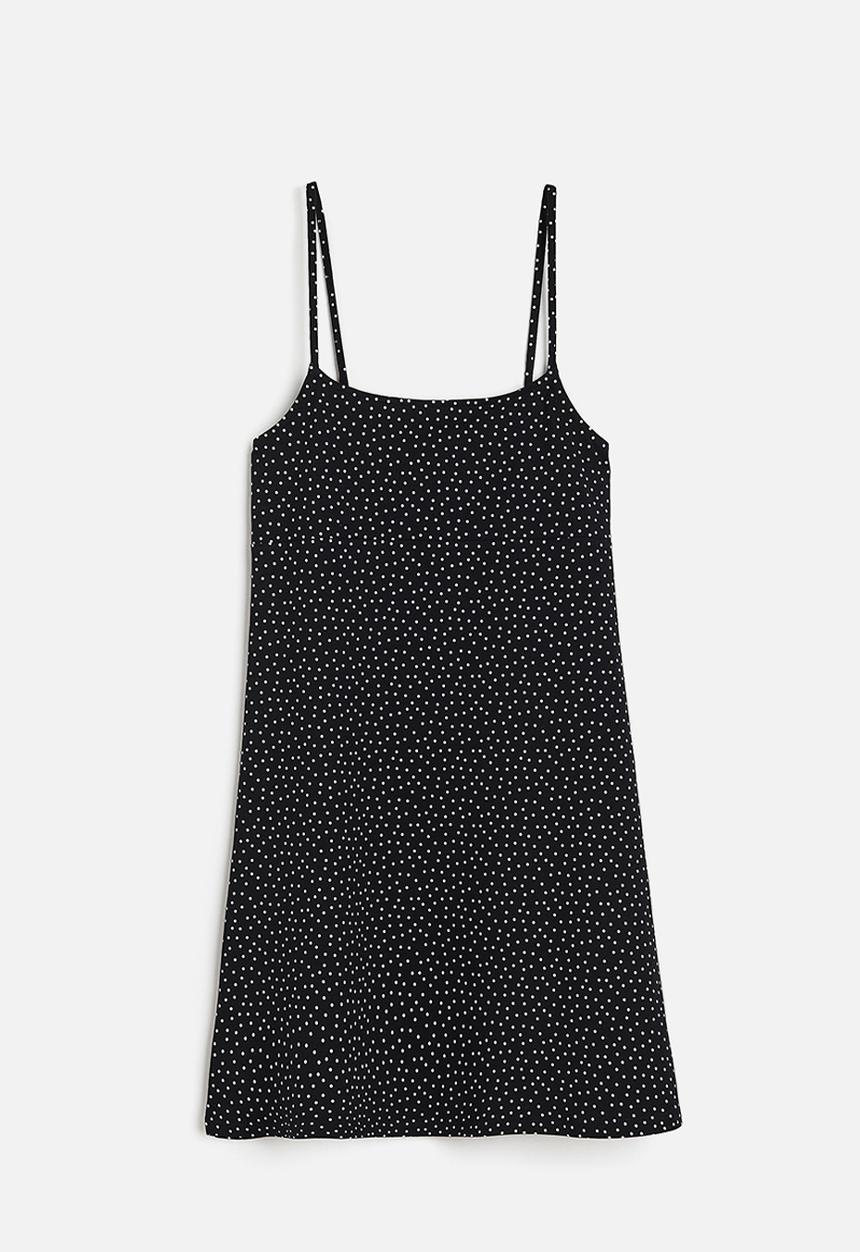 H&M - A-line jersey dress - black/spotted