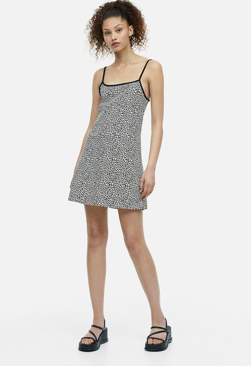 H&M - A-line jersey dress - light beige/leopard print