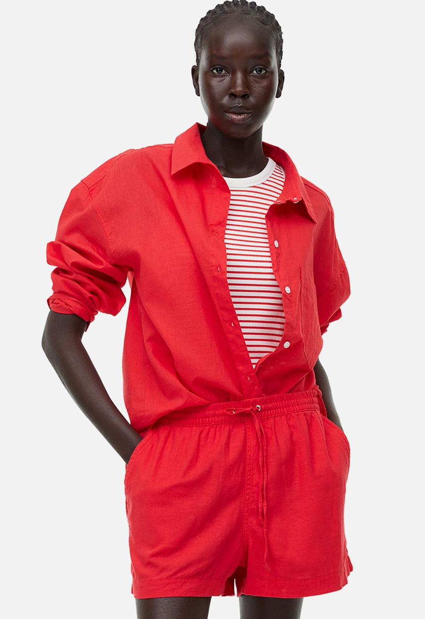 H&M - Linen-blend shorts - red