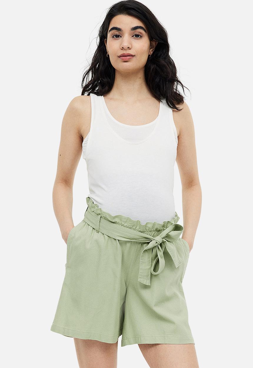 H&M - Mama before & after linen-blend shorts - pistachio green 