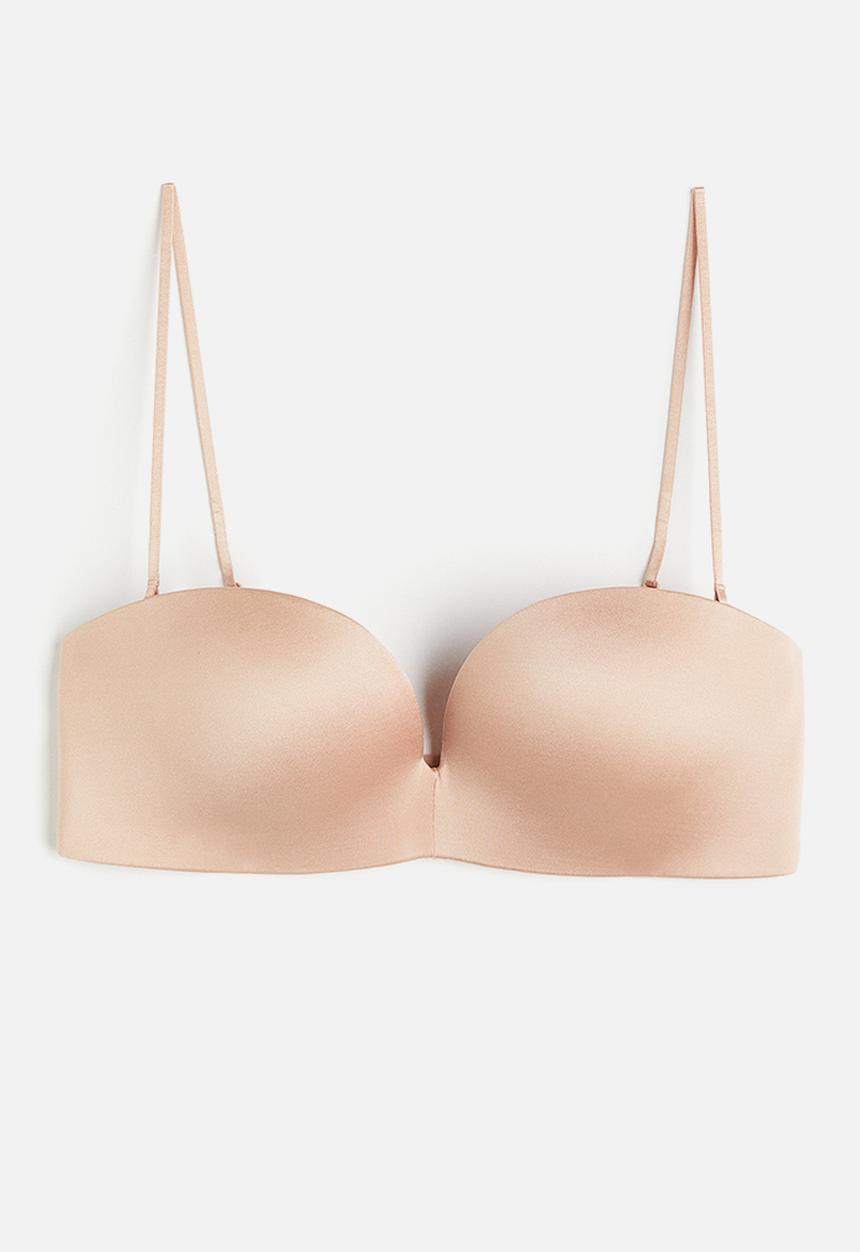H&M - Microfibre non-wired push-up balconette bra - beige