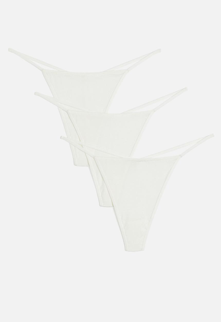 H&M - 3-pack jersey thong briefs - white