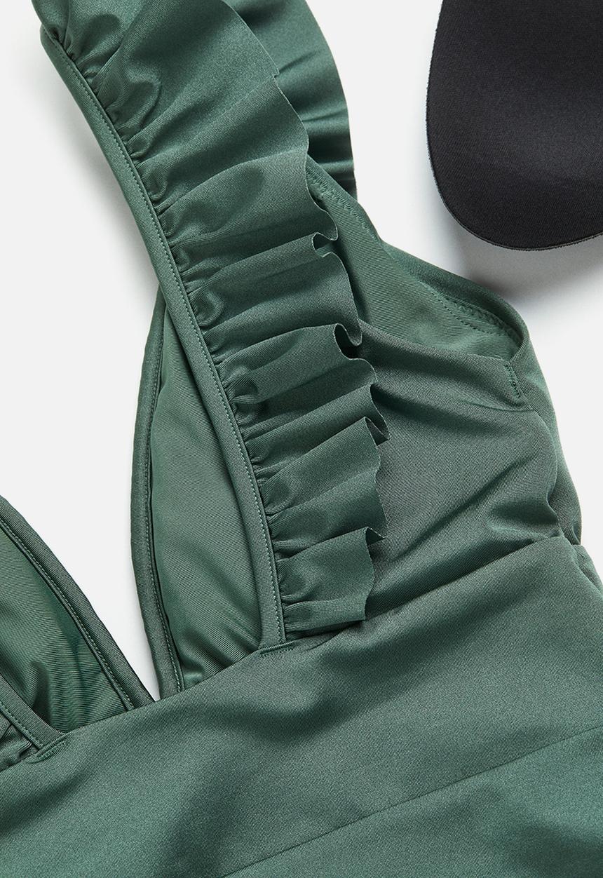 H&M - Padded-cup swimsuit - khaki green