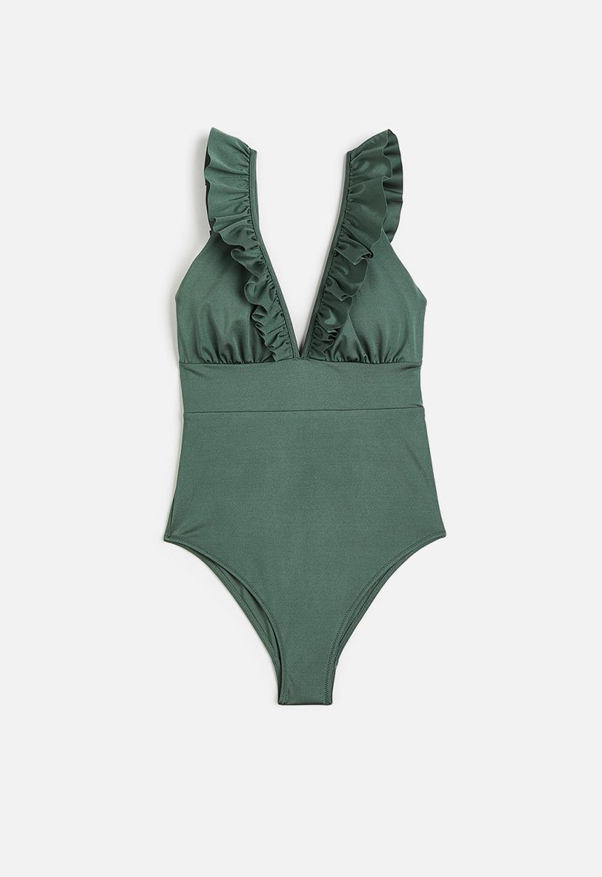 H&M - Padded-cup swimsuit - khaki green