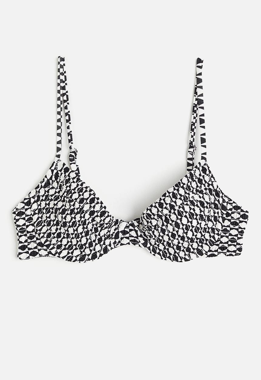 H&M - Non-padded bikini top - black patterned