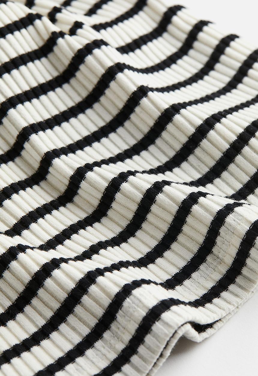H&M - Ribbed bodycon dress - white/black striped