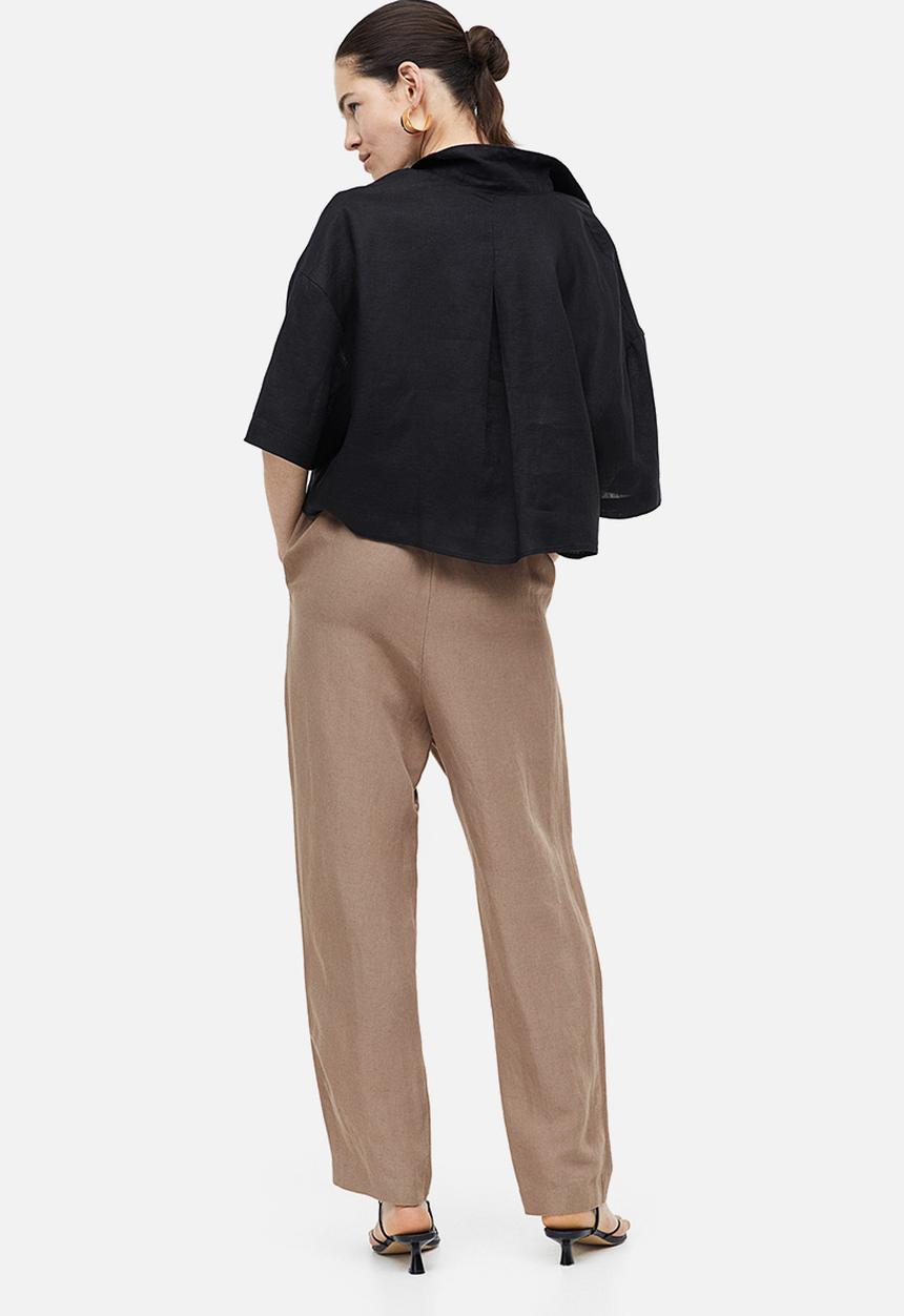 H&M - Linen-blend tapered trousers - beige