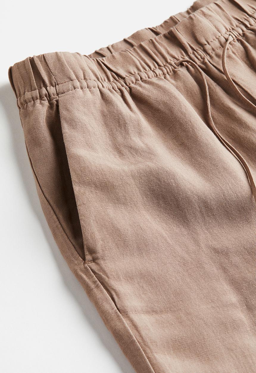 H&M - Linen-blend tapered trousers - beige