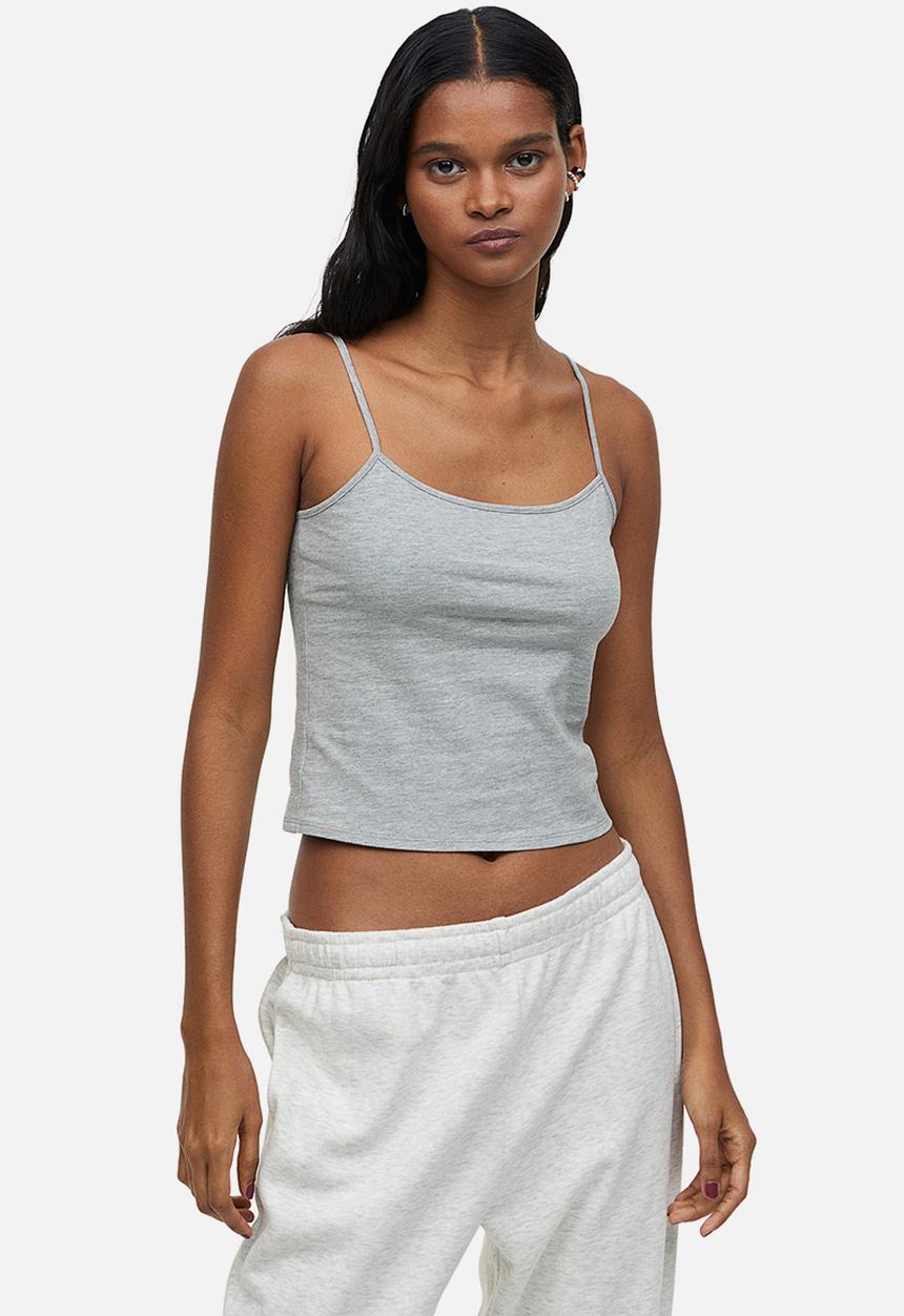 H&M - 2-pack strappy tops - light grey marl/white 