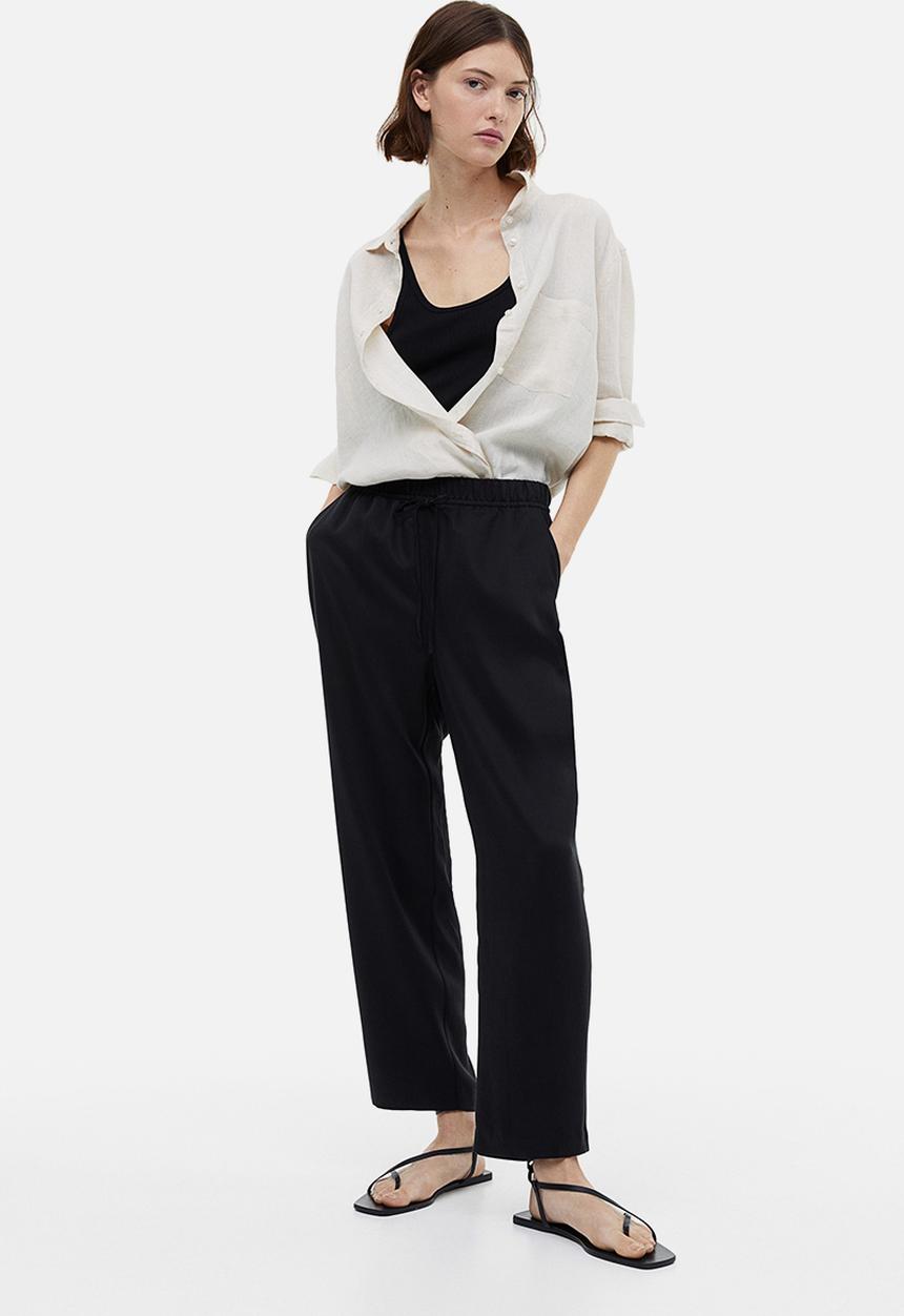 H&M - Lyocell-blend trousers - black