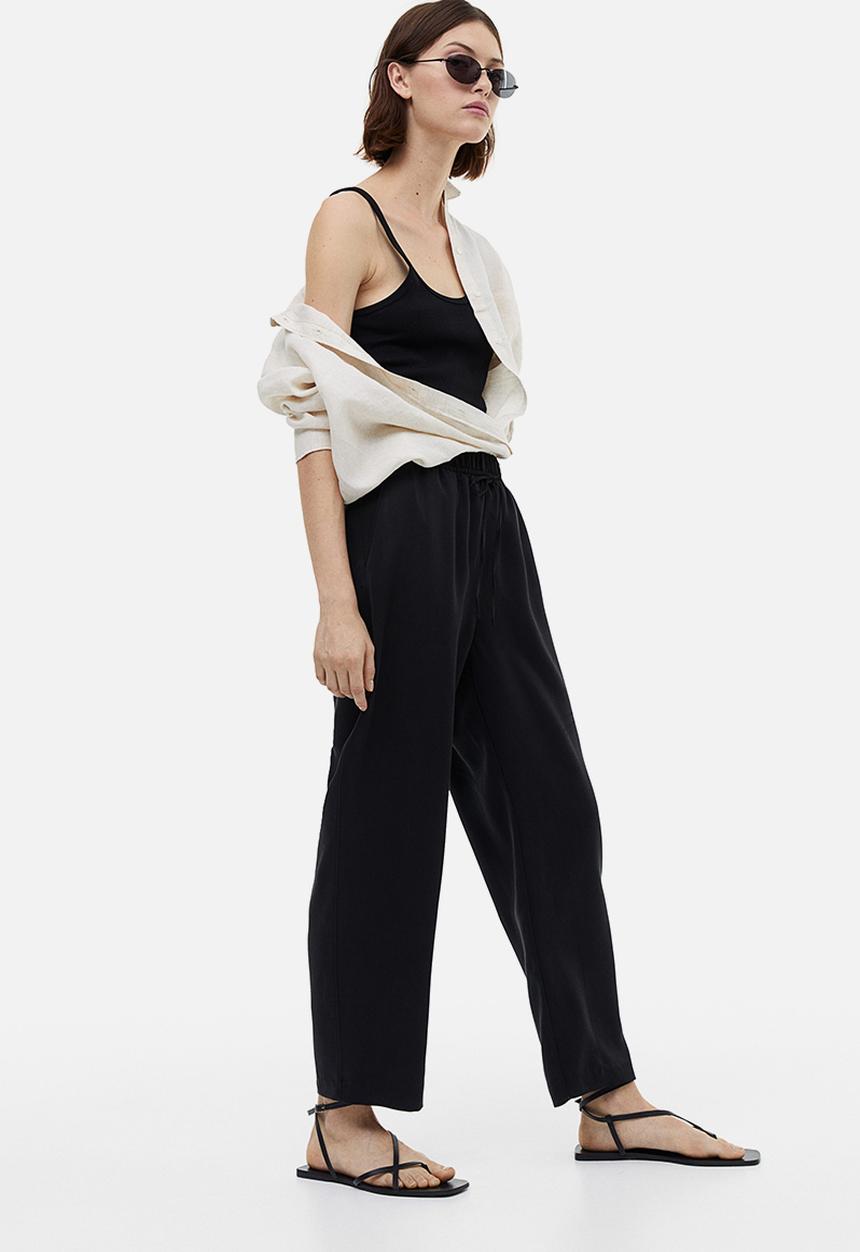 H&M - Lyocell-blend trousers - black