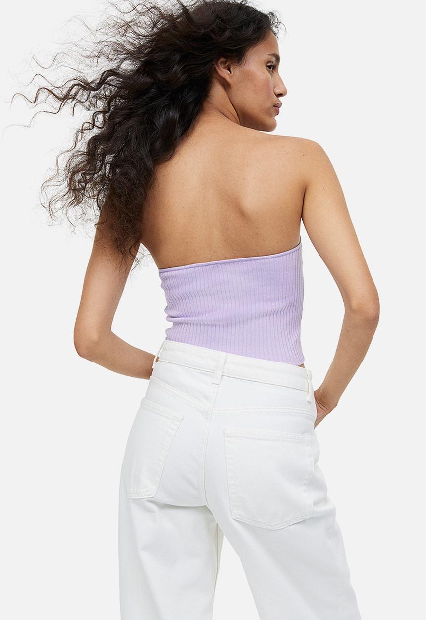 H&M - Rib-knit bandeau top - light purple