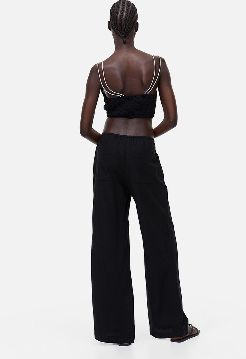 H&M - Linen-blend trousers - black