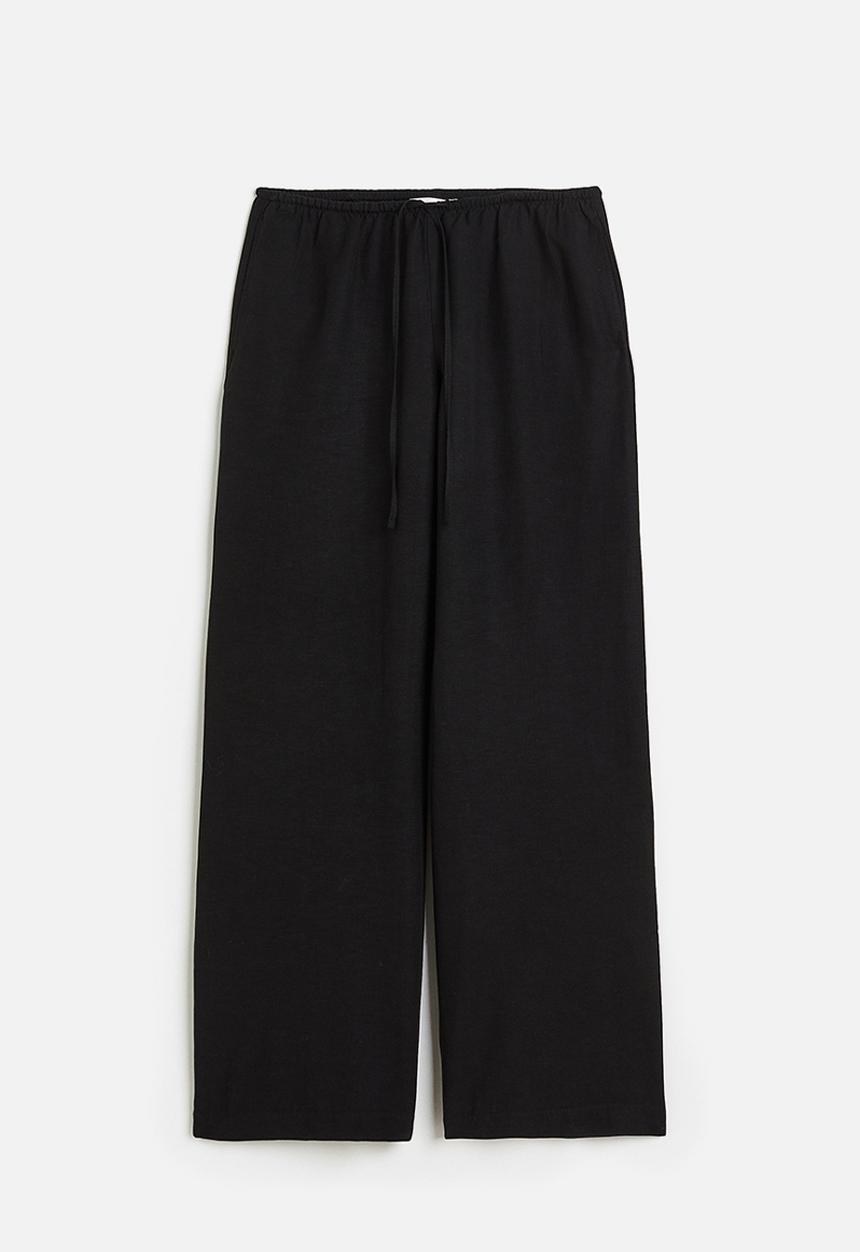 H&M - Linen-blend trousers - black