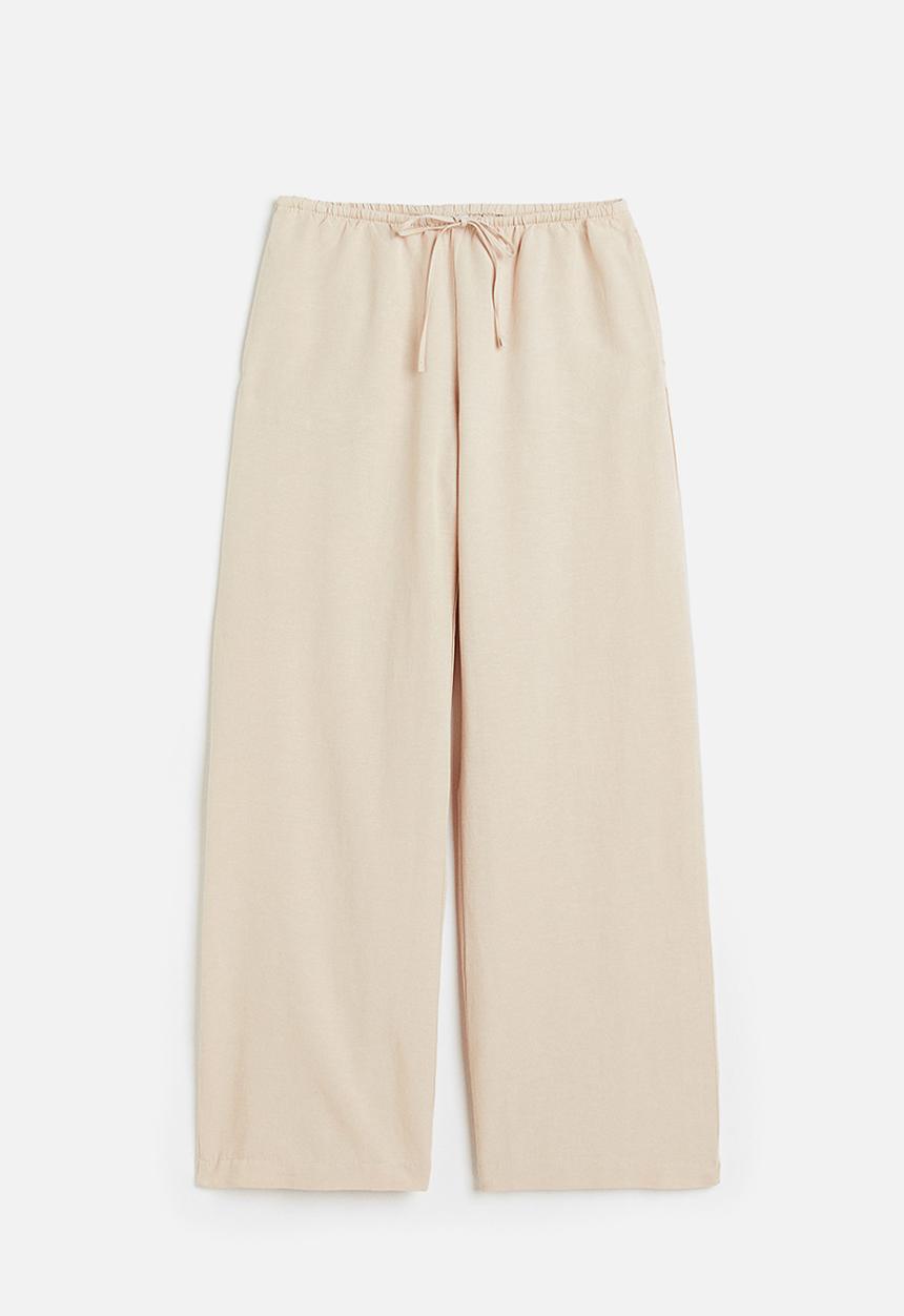 H&M - Linen-blend trousers - light beige 