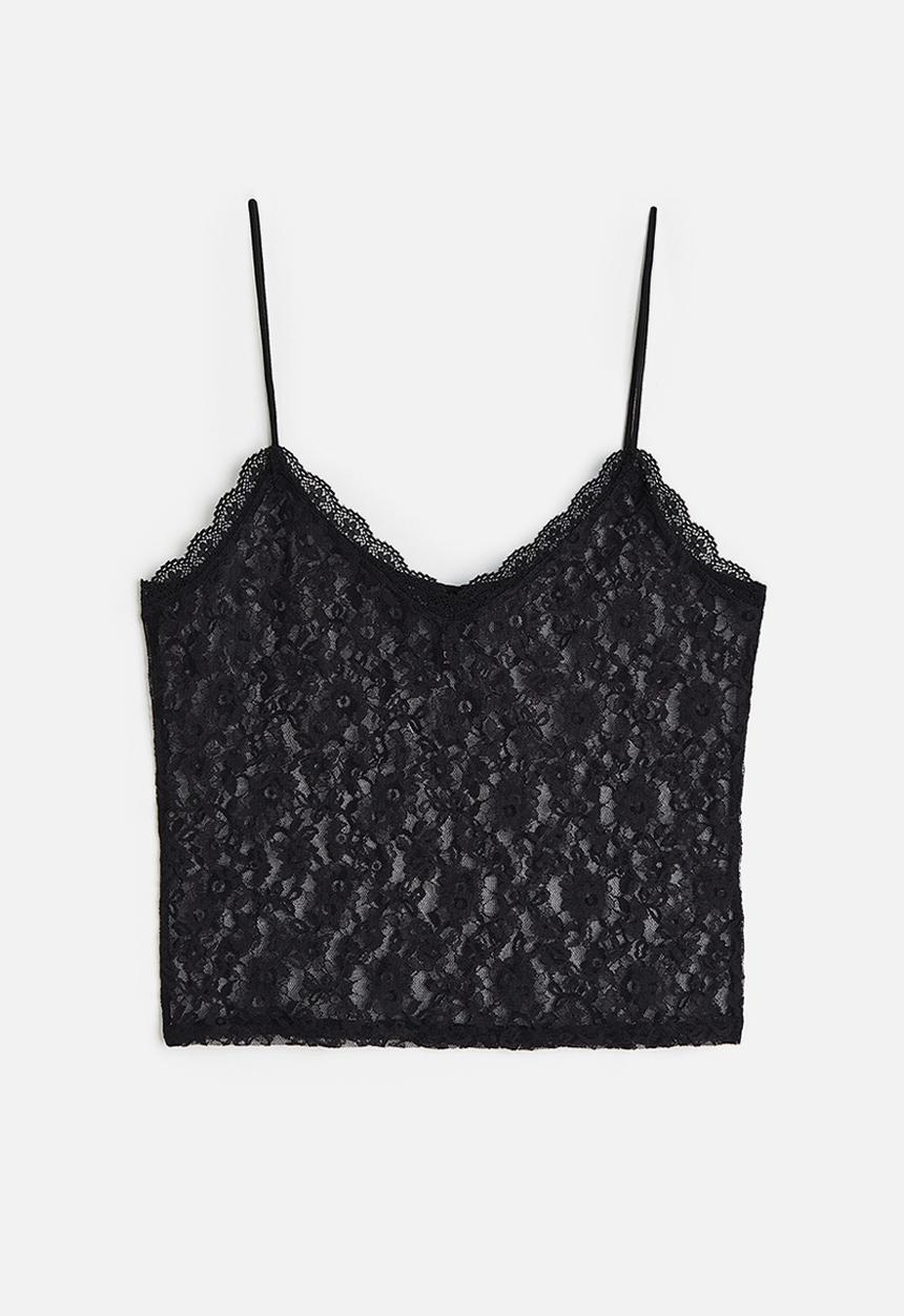 H&M - Sheer lace strappy top - black