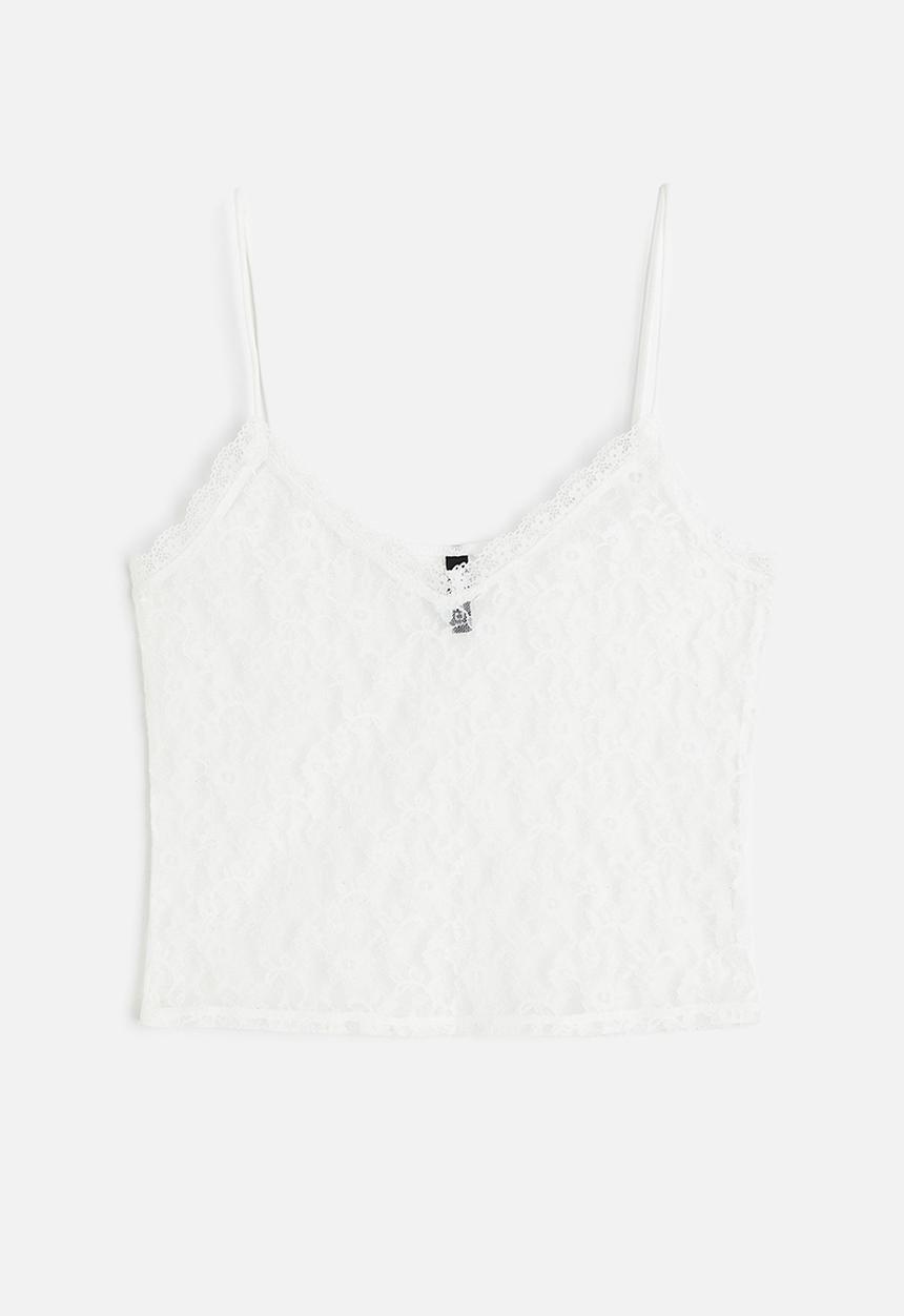 H&M - Sheer lace strappy top - white