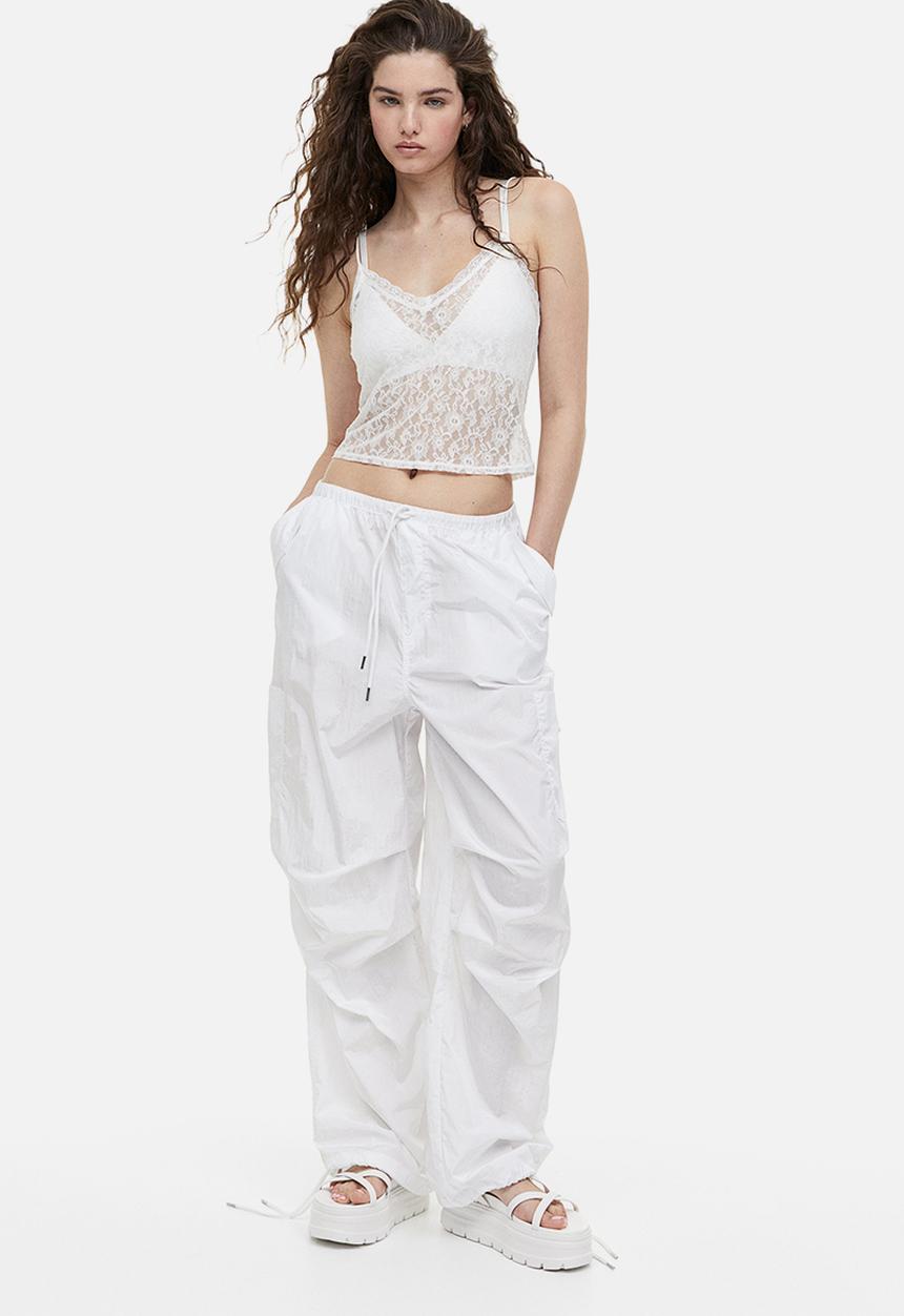 H&M - Sheer lace strappy top - white