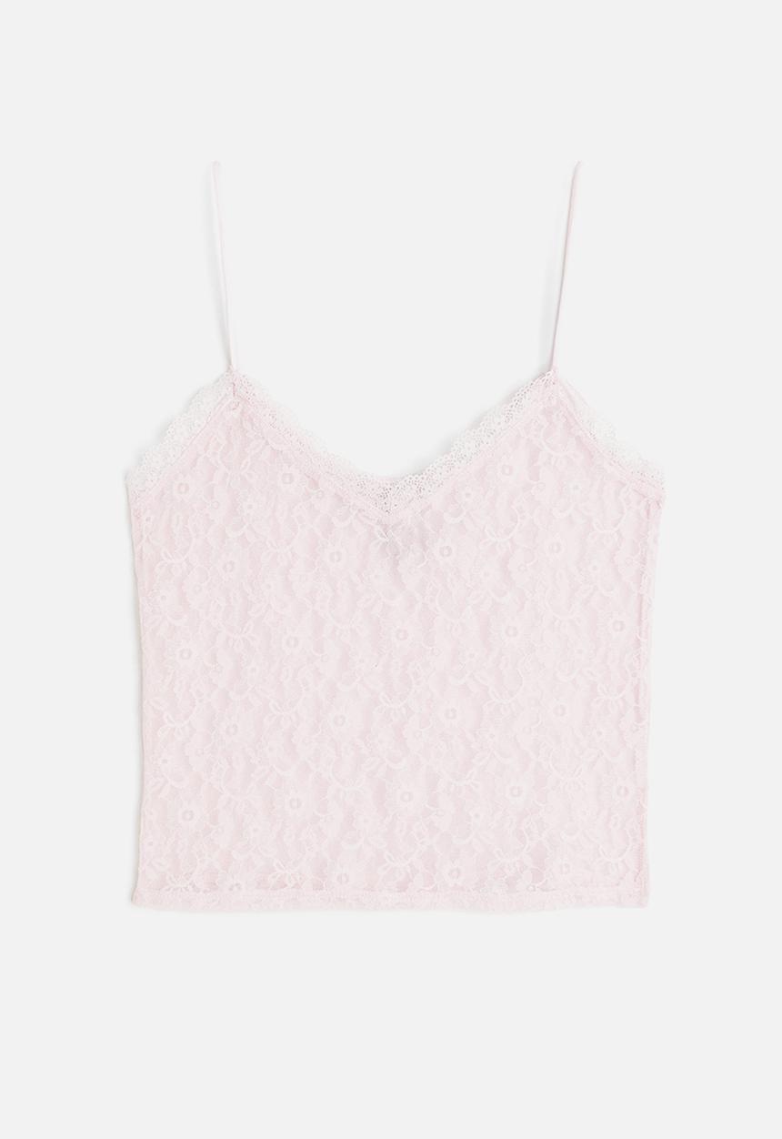 H&M - Sheer lace strappy top - pink