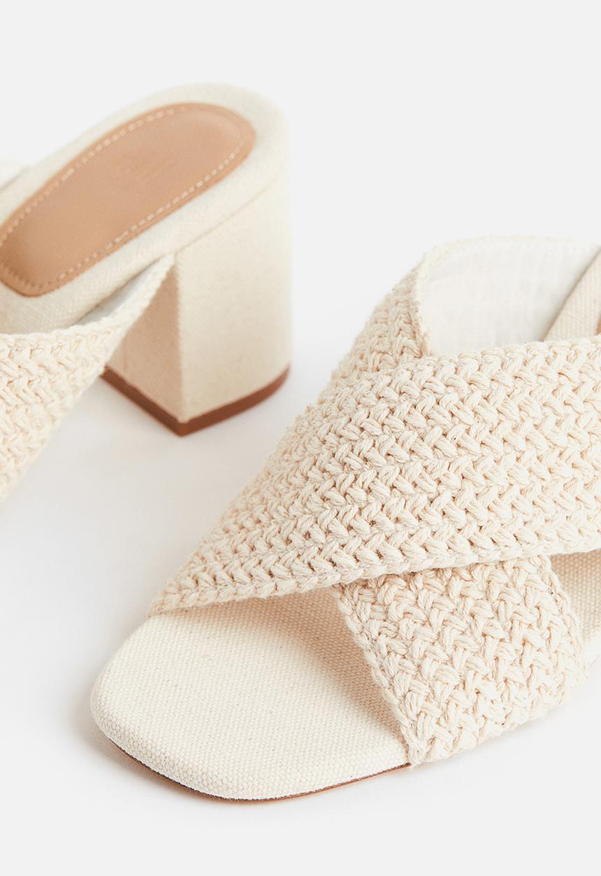 H&M - Crochet-detail mules - beige