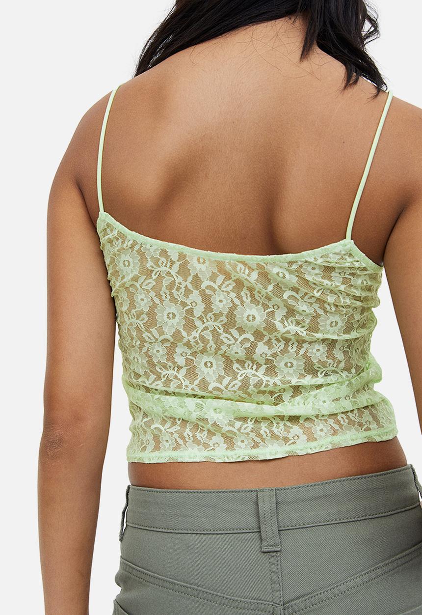 H&M - Sheer lace strappy top - green