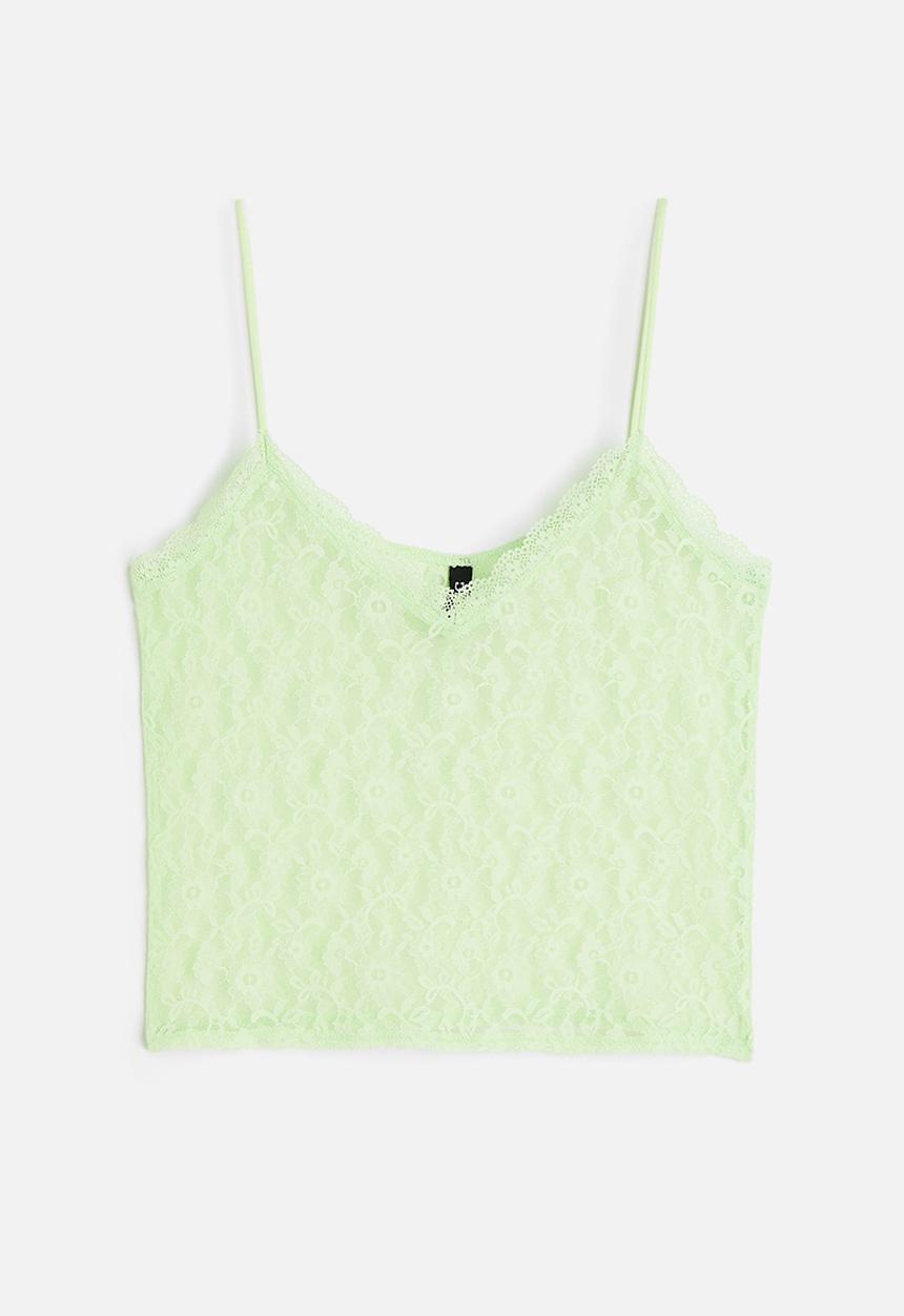 H&M - Sheer lace strappy top - green