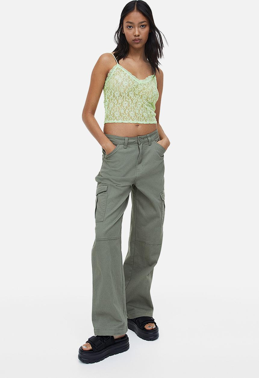 H&M - Sheer lace strappy top - green