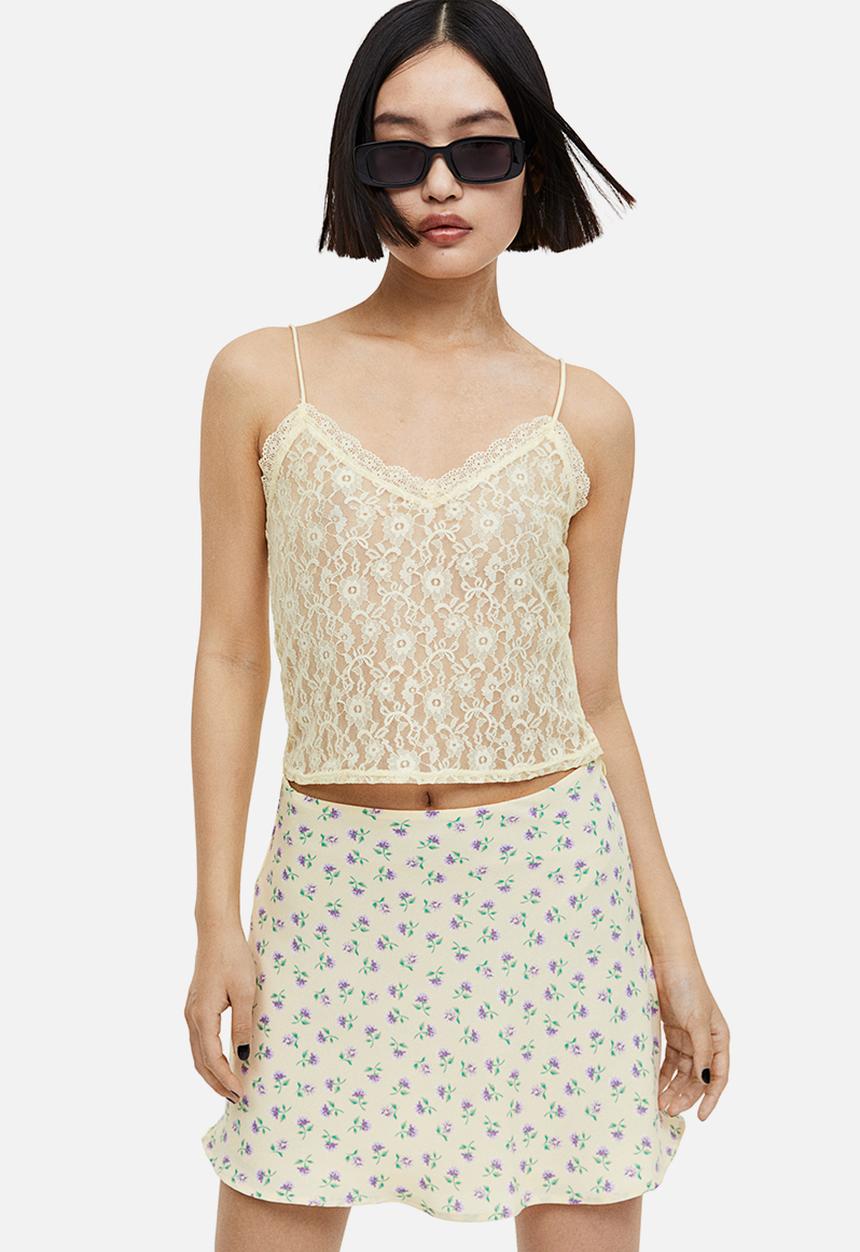 H&M - Sheer lace strappy top - yellow