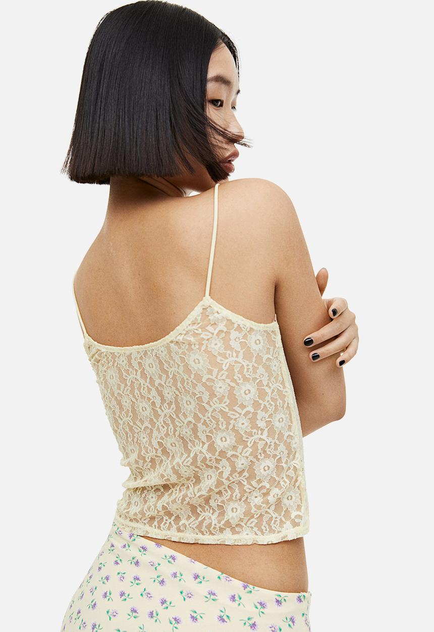 H&M - Sheer lace strappy top - yellow