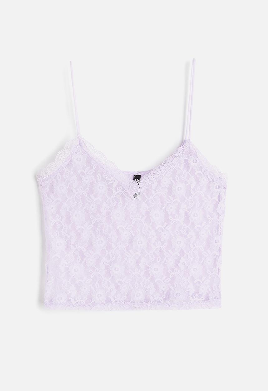 H&M - Sheer lace strappy top - purple