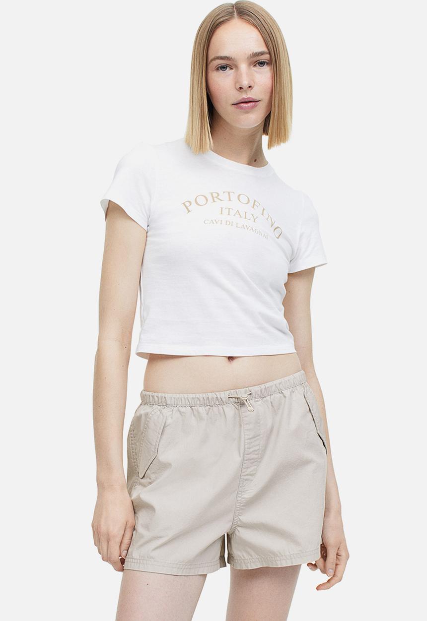 H&M - Cotton parachute shorts - greige 