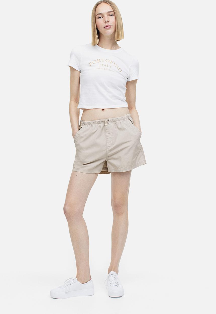 H&M - Cotton parachute shorts - greige 