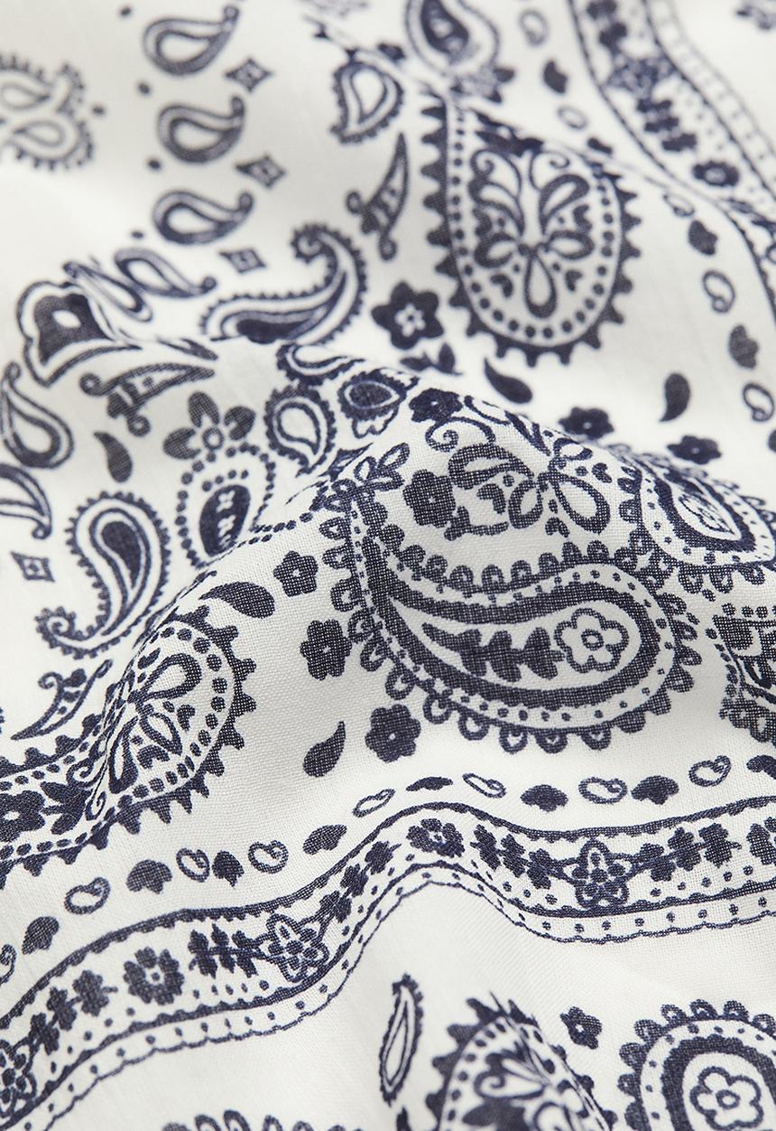 H&M - Cotton scarf - white & blue 