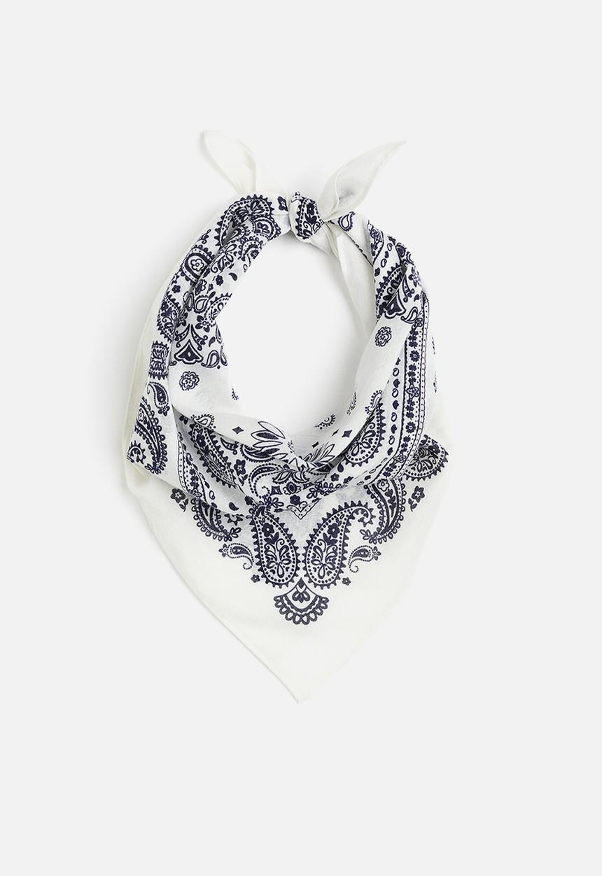 H&M - Cotton scarf - white & blue 