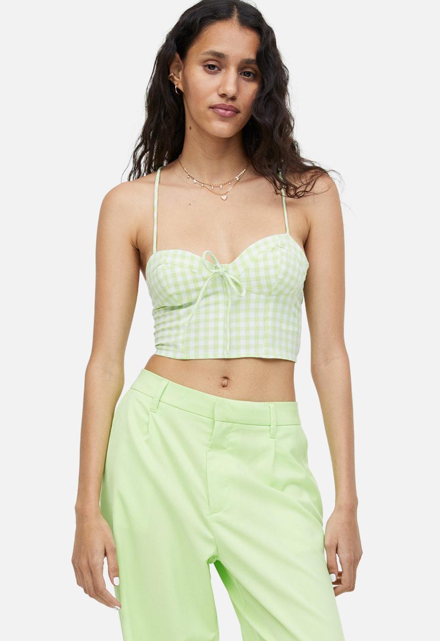H&M - Cropped bustier top - green