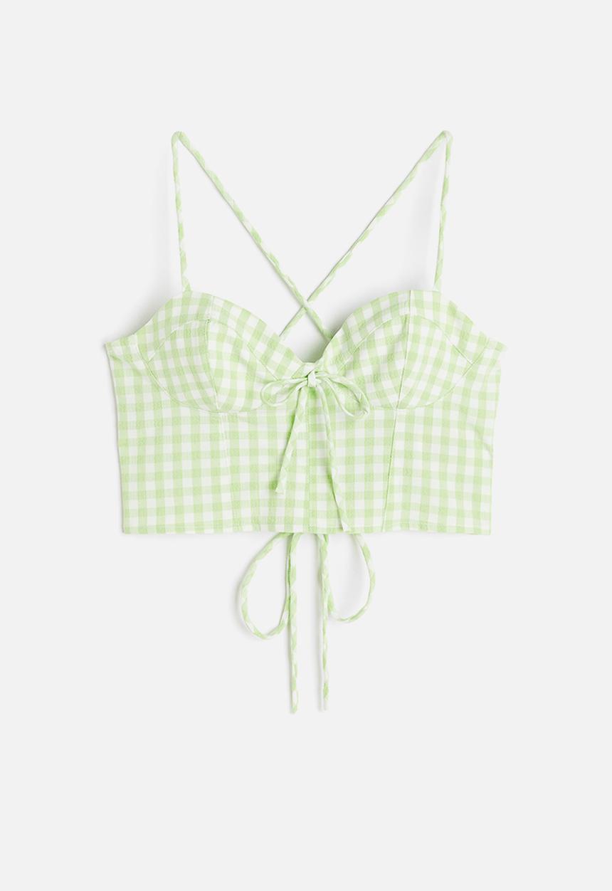 H&M - Cropped bustier top - green